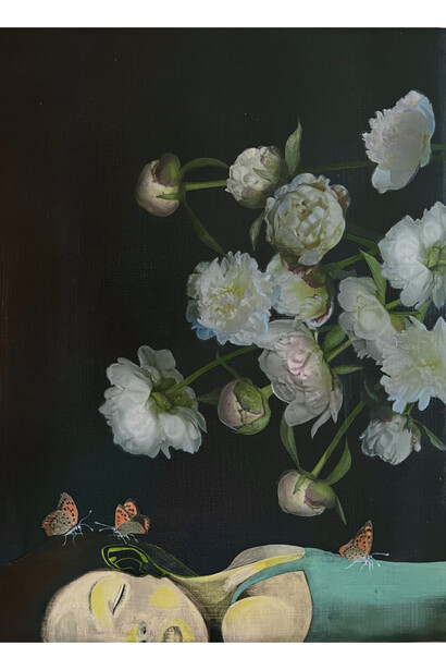 Kaoru Mansour, Very Long Day, color pencil, pencil, charcoal, acrylic and  paper on wooden panel, 20x16 inches. Courtesy of the artist and Launch LA 