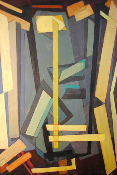 Vincenzo Frunzo, Composizione astratta, anni '50, olio su tavola, 58 x 45 cm