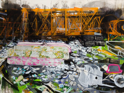 Anna Capolupo, Room (TorinoNowhere 4), 2014, tecnica mista su carta applicata su tela, 130 x 180 cm