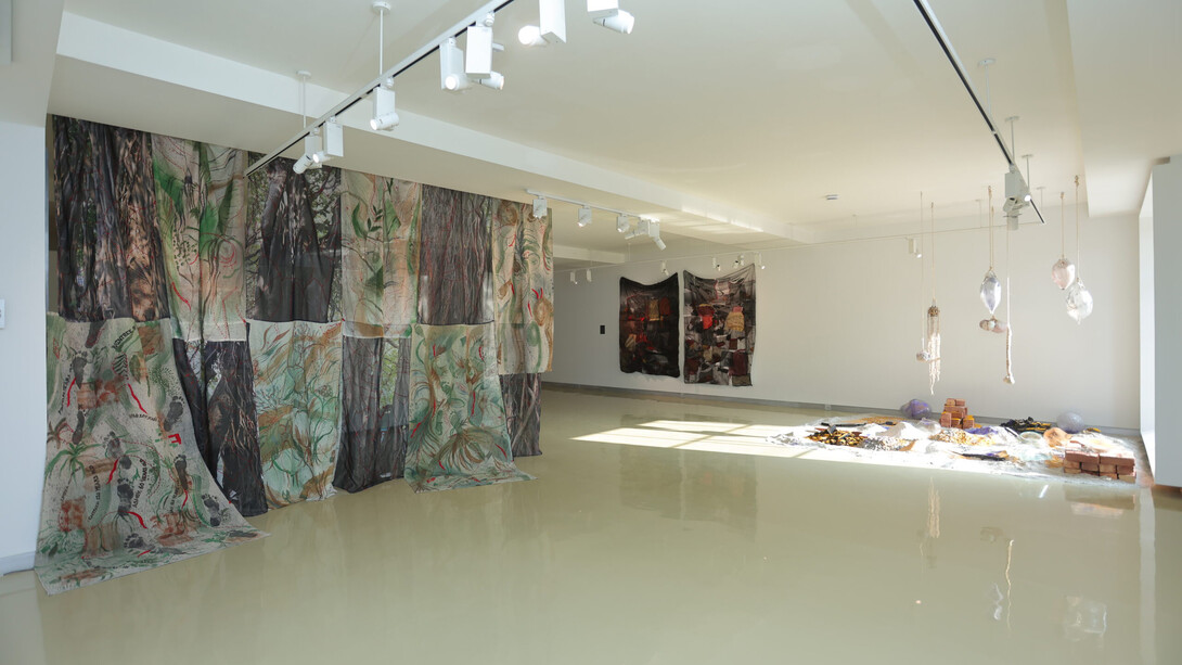 Monali Meher, Walking root route, exhibition view. Courtesy of Latitude 28 Gallery