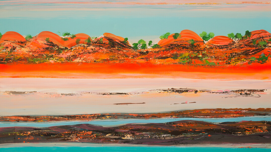 Krim Benterrak, Crab Creek Way, Broome – Tide Out, Acrylic on Canvas, 39.5" x 39.5"
