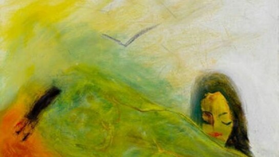 Lawrence Ferlinghetti, Contemplation, 2002-2008, oil and acrylic on canvas, 34 x 44 inches