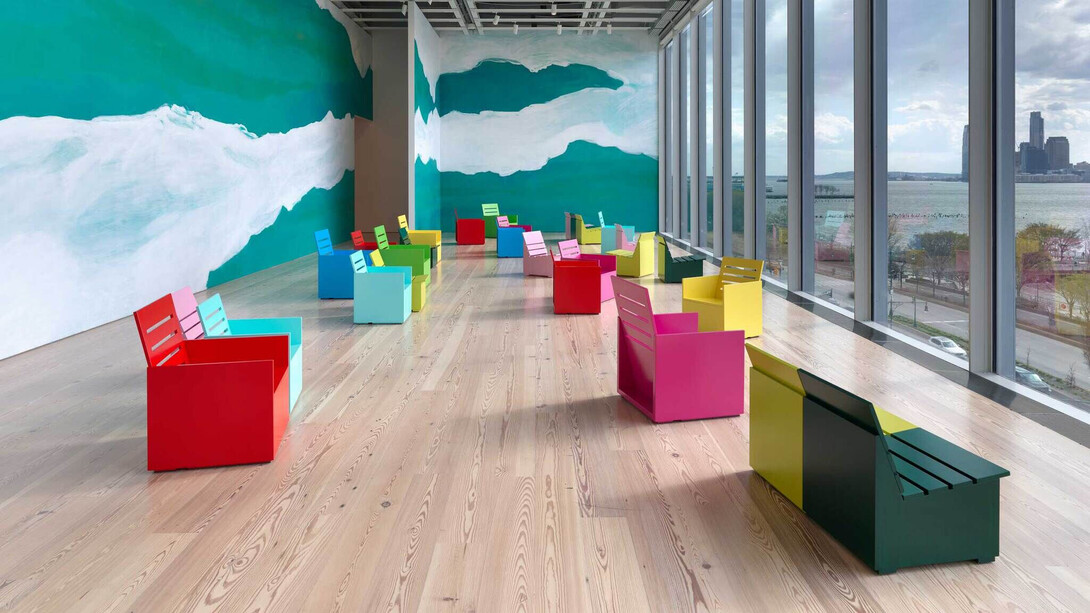 Mary Heilmann, Long line, exhibition view. Courtesy of Whitney Museum of American Art