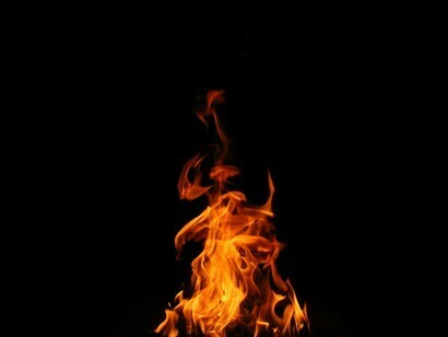The glow of the fire
