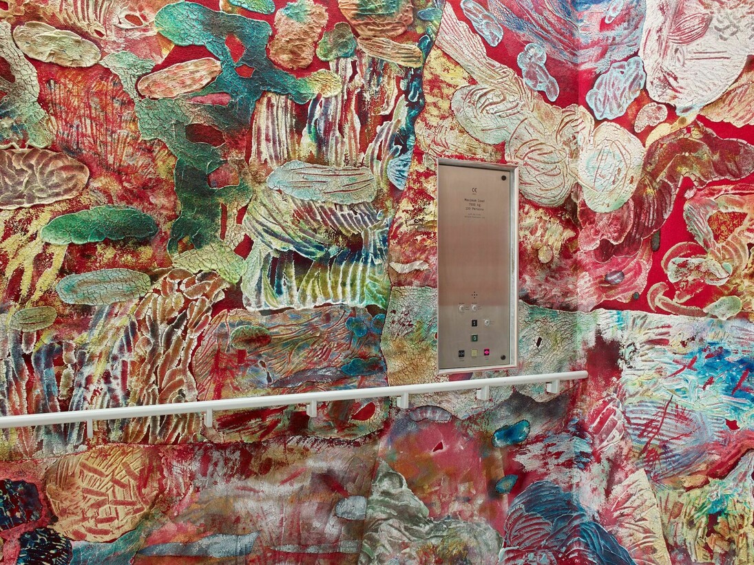 Installation view of Samara Scott, Old Lake, 2017 at Entangled: Threads & Making, Turner Contemporary. Courtesy Turner Contemporary. Photo: Stephen White
