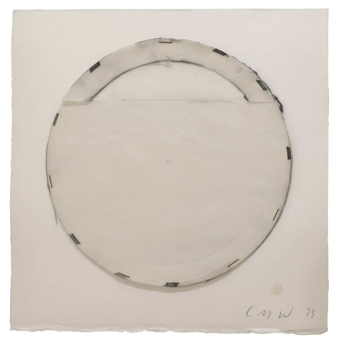 Christopher Wilmarth, Study for Panoply's Angel,1973, Graphite, staples, paper on paper, 12 1/4 x 12 1/4 inches