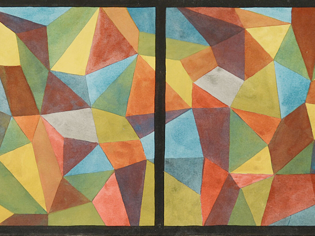 Sol LeWitt, Continuos forms and color 1988 acquerello su cartoncino 27,5x75 cm. Courtesy of Studio Gianleazzo Visconti