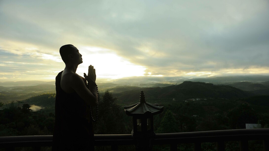 Monk gazes into the distance