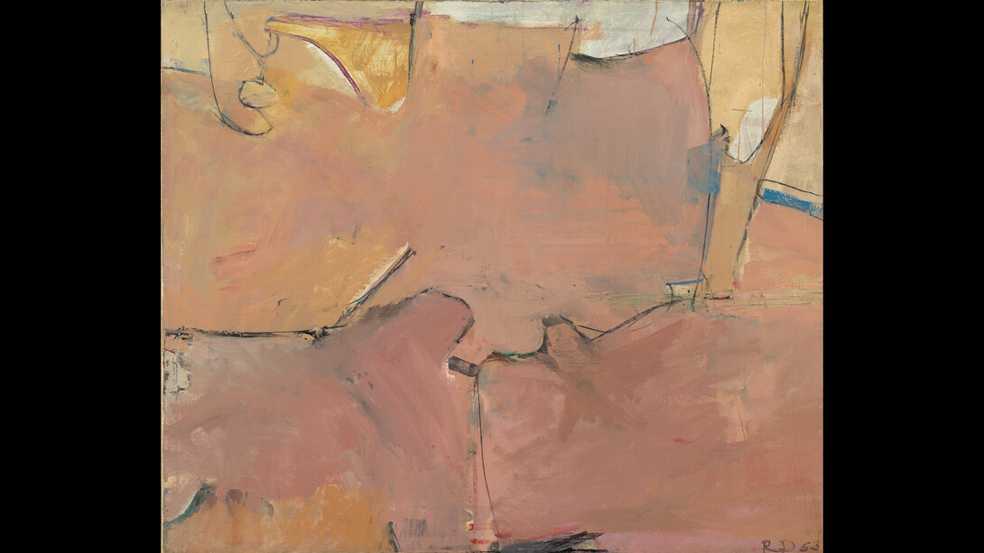 Richard Diebenkorn, Berkeley #9, 1953, oil on canvas mounted on canvas with paper interleaf, 32 5/8x38 7/8 inches. © 2023 Richard Diebenkorn Foundation. Courtesy of Paul Thiebaud Gallery