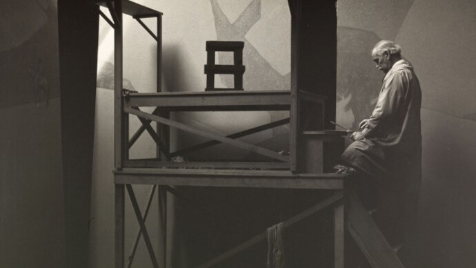 Ansel Adams, “Gottardo Piazzoni in His Studio”, 1932. Gelatin silver print, 7 x 9 in. Museum purchase, Pritzker Fund for Photography in memory of John E. Buchanan, Jr., 2012.5