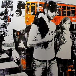 Fabrizio Bellanca, Attraversando Milano, dettaglio, 2012, inchiostro su alluminio, 100 x 100 cm