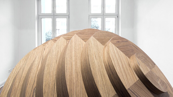 Michele Spanghero, Tuned Volume, 2016, walnut wood, plywood, loudspeaker, audio system (dim. 145x150x156cm – dur. 60min. loop) produced in technical partnership with Lunardelli est.1967