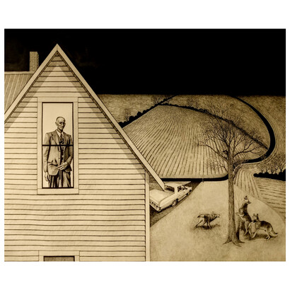 John Roberts, And When He Is Old He Will Not Stray, 2023, ink on paper, 52x68 inches. Courtesy the artist and David Lusk Gallery