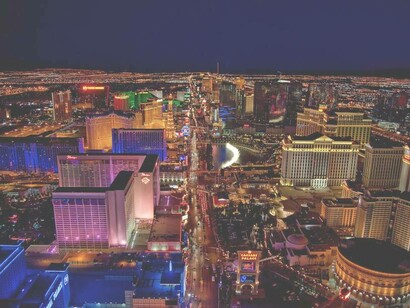 Vista panoramica di Las Vegas di notte, Nevada, US
