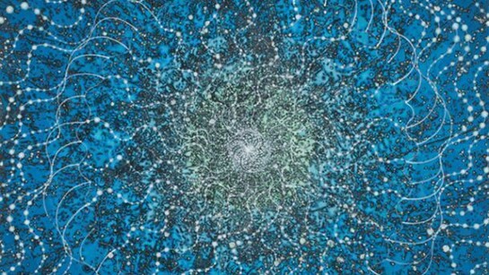 Barbara Takenaga, White Line on Blue (detail)
