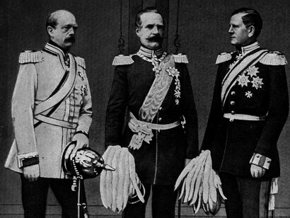 Bismarck, Prussian Minister of War Albrecht von Roon (1803-1879) and Chief of Staff Moltke around 1860