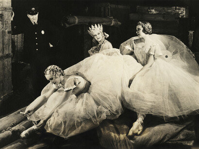 Margaret Bourke-White (1904 – 1971), "Backstage – In a Degas Setting the Ballerinas of the Ballet Russe Pause", 1936, silver gelatin print on matte fibre paper, printed by June 11, 1936, © Estate of Margaret Bourke-White, courtesy Daniel Blau