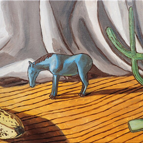 João Francisco, Untitled, Equestrain painting - Small Blue Foal, 2015, oil on canvas, 27 x 35 cm