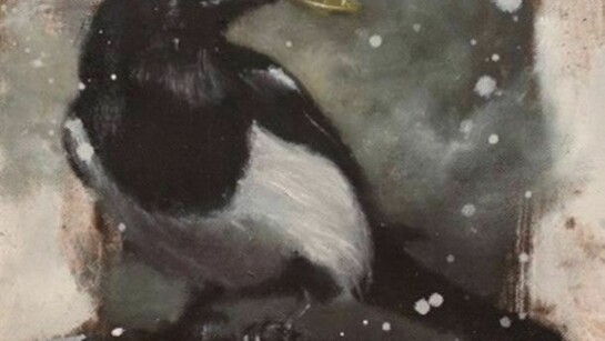 Massimiliano Alioto, Codex Corruptionis, 2013, olio su tela, 30 x 30, gazza