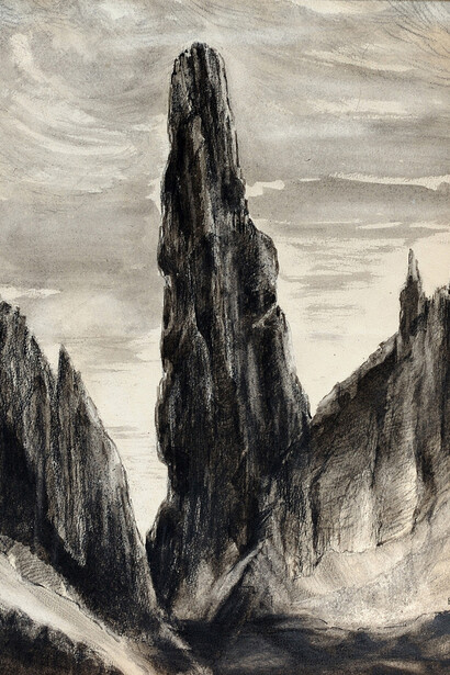 Eugenio Fasana - Gruppo di Brenta - Campanil Basso, m.2877, carboncino su carta. Eredi Fasana-Zuccala. Foto Franco Ricci ©