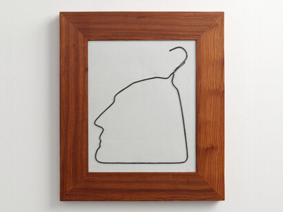 Hanging Man in Porcelain (Silver), 2012, Porcelain and Huali wood, 19 3/4 x 17 x 1 1/4 in (50 x 43 x 3 cm)