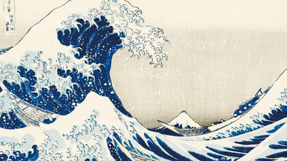 Katsushika Hokusai - La [grande] onda presso la costa di Kanagawa, dalla serie Trentasei vedute del monte Fuji, 
1830-1832 circa. Silografia policroma, 25,9 x 38,5 cm - Honolulu Museum of Art
