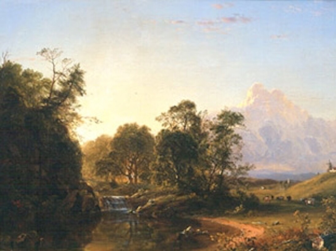 Otter Creek, Middlebury, Vermont, Frederic Edwin Church, 1854, oil on canvas, 16 x 24 inches (detail), American, 1826–1900. Gift of Louis Bacon, Class of 1979.