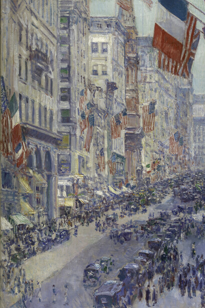 Childe Hassam, Up the avenue from thirty-fourth street, 1917. Courtesy of Philadelphia Museum of Art