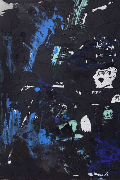 Tiziano Martini (Fanta), Untitled, 2015, pittura acrilica, primer ed emulsione acrilica, sedimenti pittorici, sporcizia, imprimitura acrilica, 160 x 120 cm @ A+B galleria - Brescia