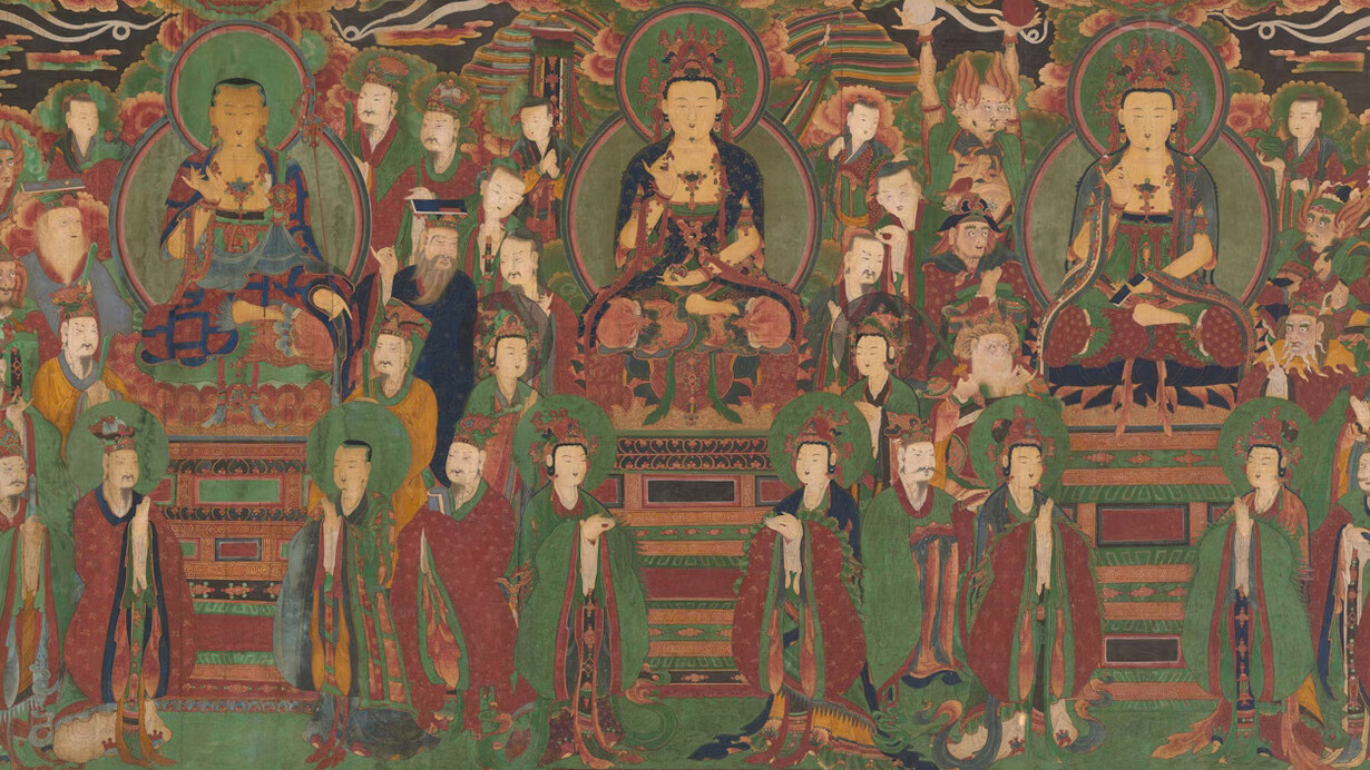 Minhui 민희 and other monk-painters, Tripitaka bodhisattvas 삼장보살도 (detail), Joseon dynasty, 18th century. Courtesy of Art Institute of Chicago