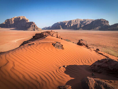 Jordanie. Coucher du soleil du haut du Wadi Musa
