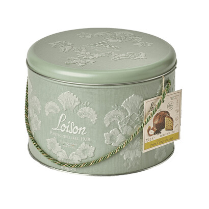 Panettone pera e cioccolato Loison Pasticceri con packaging in latta