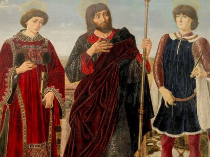 Piero del Pollaiolo, San Giacomo Apostolo fra i Snati Vincenzo e Eustachio, particolare