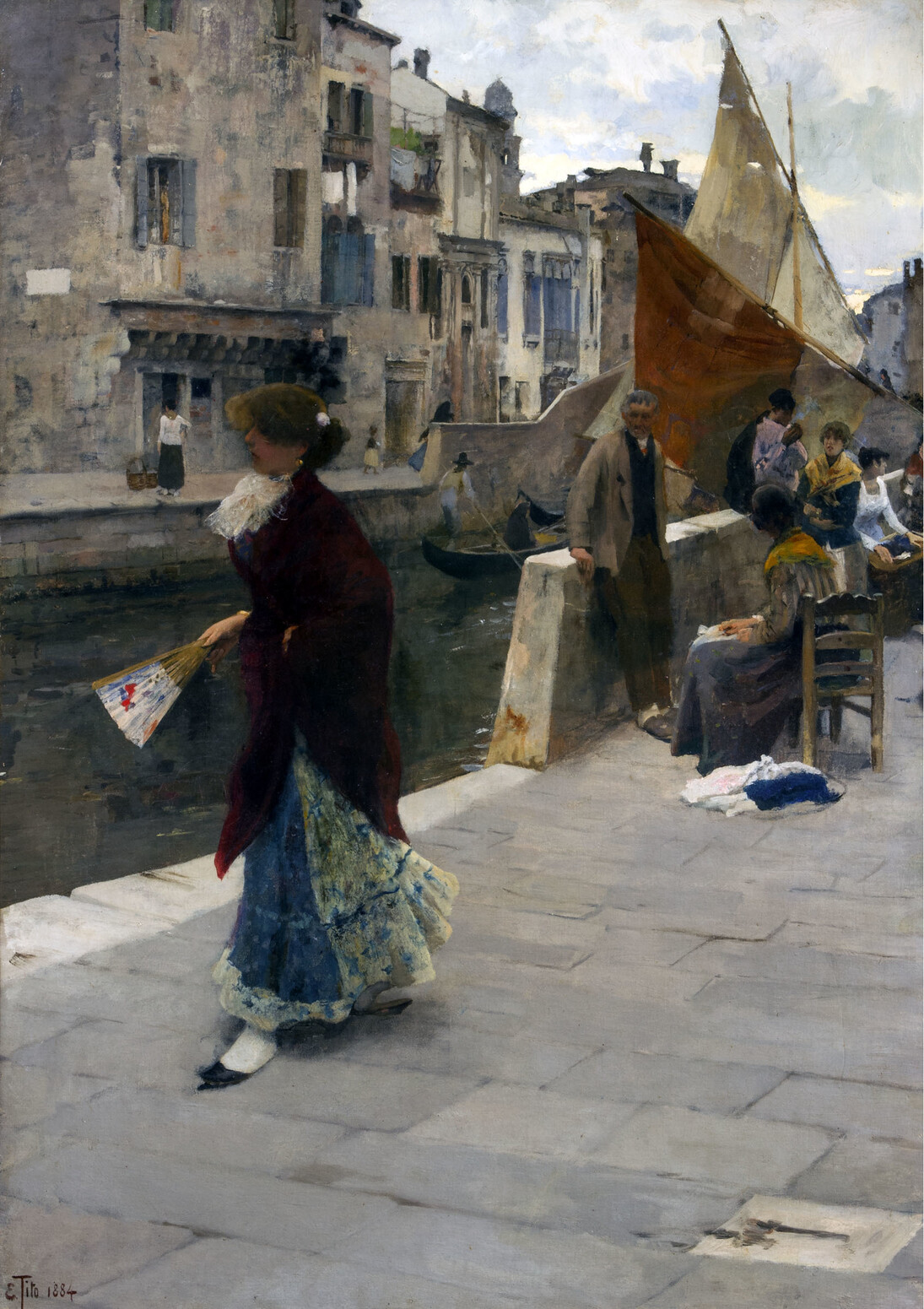 Ettore Tito, La fa la modella, olio su tela, 95 x 67 cm
