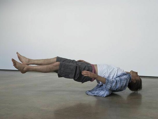 Tony Matelli. Josh, 2010. Silicone, foam, steel, hair, urethane, overall: 74 in. x 30 in. x 22 in. x (188 cm x 76 cm x 56 cm), Hall Collection. Photo by John Kennard