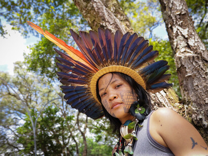Foto de Webert da Cruz. Marcelle Tupari, ativista indígena da Associação de Guerreiras de Rondônia, estado do Brasil