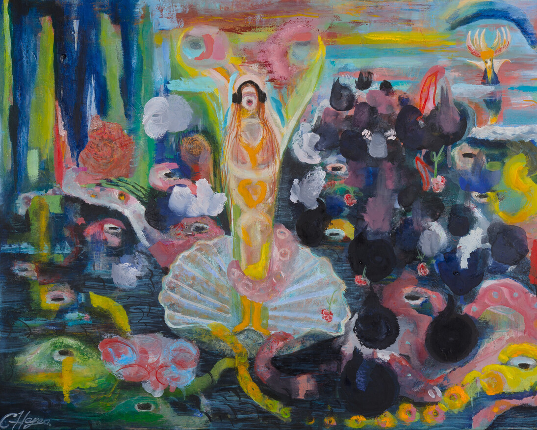 Cathy O'Reilly Hayes: Venus With Octopus, 2017. Oil on canvas. 28" x 38". Courtesy of J. Cacciola Gallery W and the artist. 
