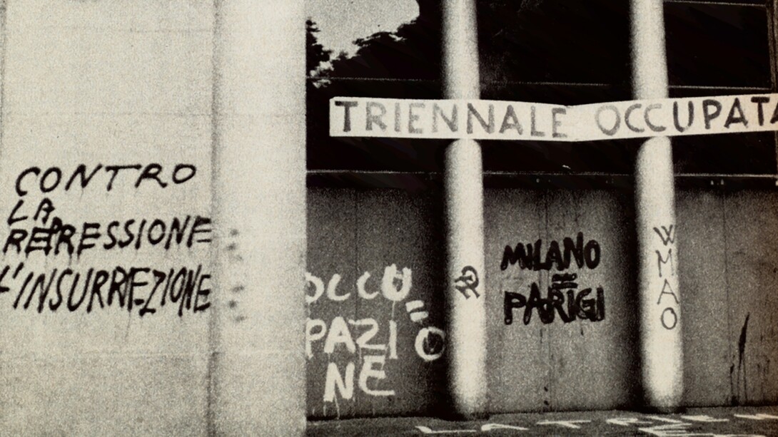 Ingresso Triennale di Milano, Italia, durante l'occupazione di maggio 1968