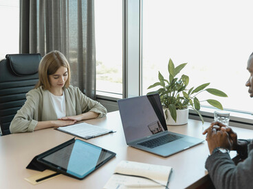 A candidate participating in a job interview with a recruiter