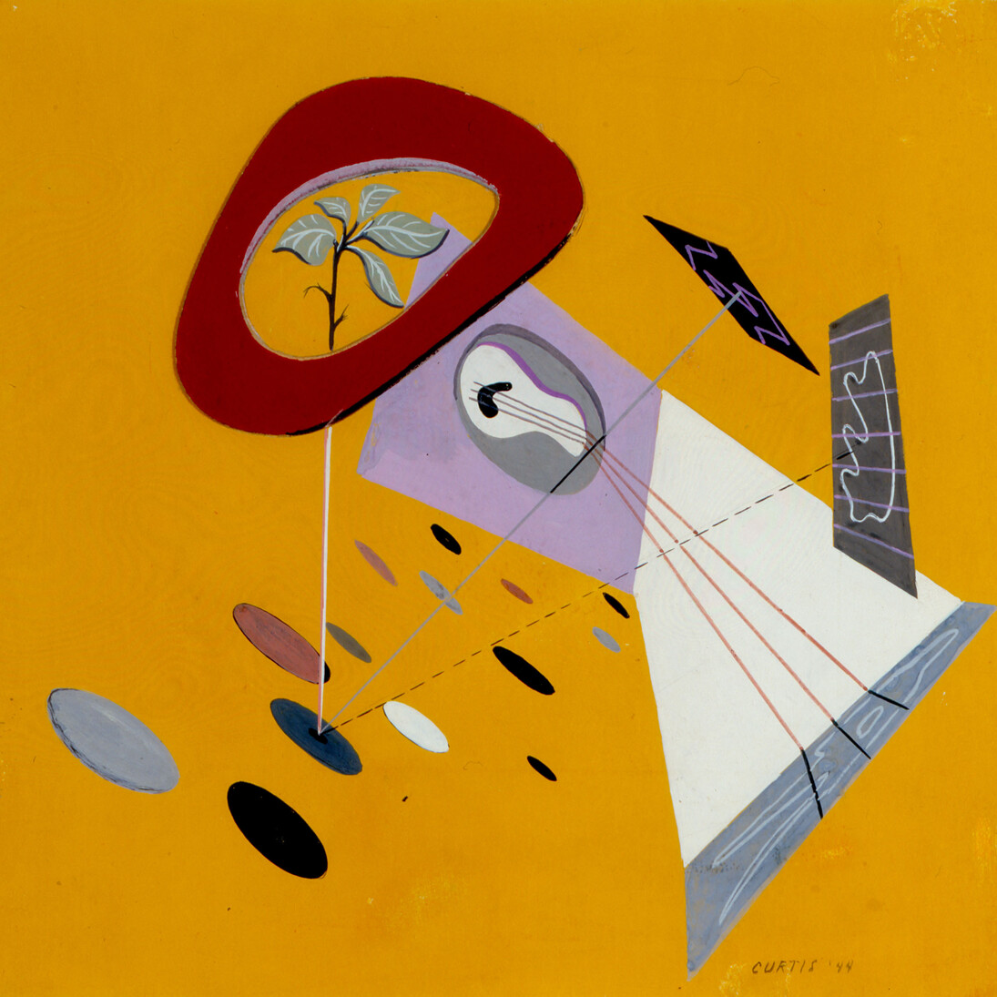 Philip C. Curtis, Spacial Study, 1944. Tempera on illustration board. Collection of Phoenix Art Museum, gift of the Philip C. Curtis Restated Trust U/A/D April 7, 1994.
