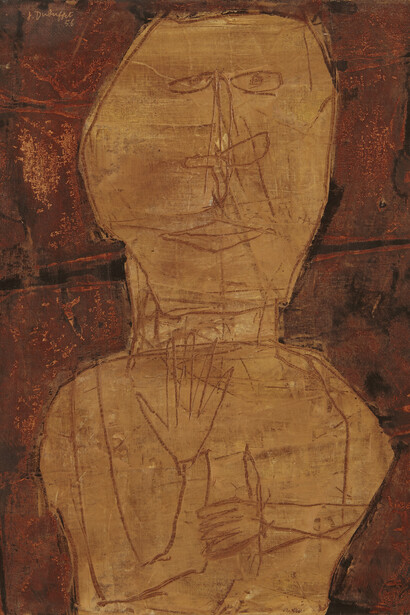 Jean Dubuffet, Cinq et un six, 1956, Oil on canvas, 28 11/16 x 23 9/16 inches (73 x 60 cm). Courtesy Acquavella Galleries © 2014 Artists Rights Society (ARS), New York / ADAGP, Paris