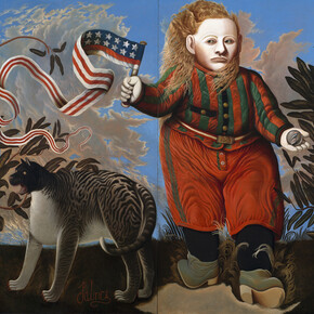 The American Boy, 1971, Oil on board, Size 21 x 24 cm, Glasgow Life (Glasgow Museums) on behalf of Glasgow City Council, © John Byrne / Bridgeman images
