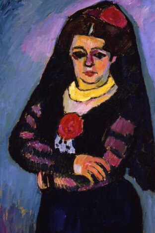 Alexej von Jawlensky
(German, born in Russia, 1867–1941)
Spanish Woman with Mantilla, 1910
Oil on canvas board, 38 1/4 x 25 1/2 in.
Gift of Owen and Leone Elliott, 1968.57