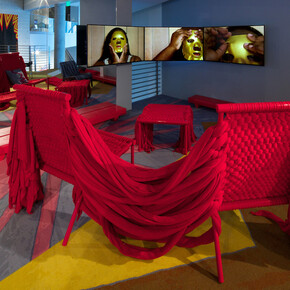 Liz Collins, Exhibition view. Courtesy of Tang Museum 