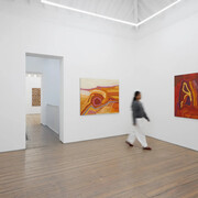 Lorna Ward Napanangka, Yukultji Napangati, and John West Tjupurrula, Portals to place: three Papunya Tula artists, exhibition view. Courtesy of Edel Assanti 