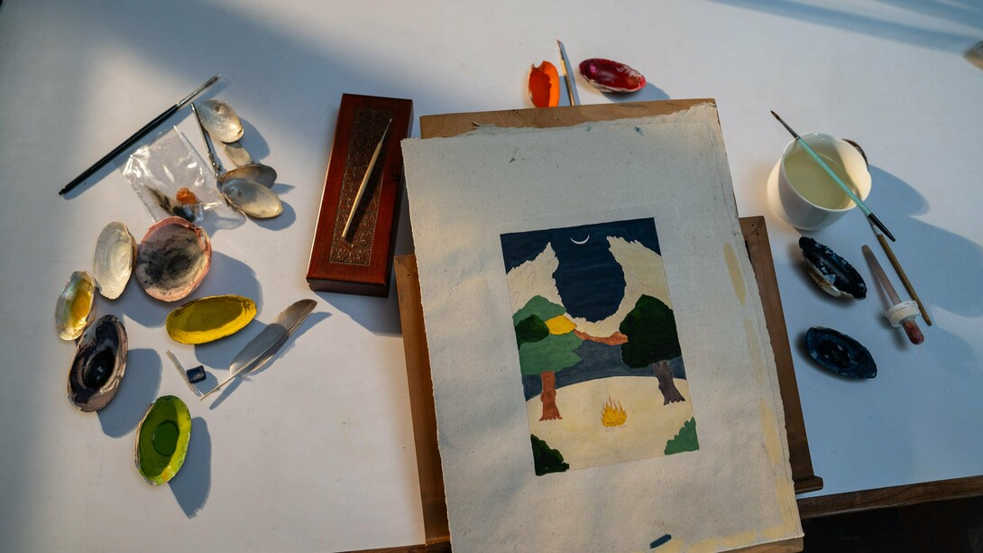 Peinture, Atelier de Murad Khan Mumtaz, Lahore, Pakistan, 2024