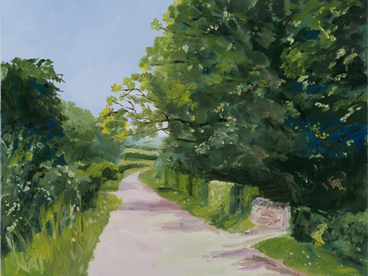 Karen Kilimnik, hedgerows in england - wild + neat, 2014, Water soluble oil color on canvas, 27,9 x 35,6 cm, 11 x 14 inches, Courtesy of the Artist and Almine Rech Gallery