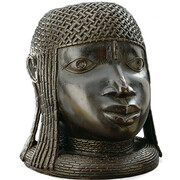 Commemorative Head of an Oba, Nigeria, Benin Kingdom, 16th century. Brass, height: 9 1/8 inches. Purchase: William Rockhill Nelson Trust through the generosity of Donald J. and Adele C. Hall, Mr. and Mrs. Herman Robert Sutherland, and an anonymous donor; The Nelson Gallery Foundation; and the exchange of a Trust property, 87-7.