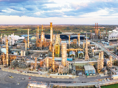 An aerial view of an oil refinery in Rosemount, Minnesota, USA 