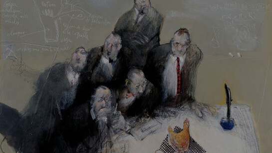 François Anton, L'oeuf ou la poule, 2014, Oil on Canvas, 38" x 51"